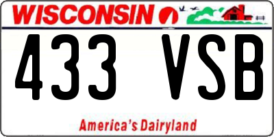 WI license plate 433VSB