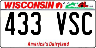 WI license plate 433VSC