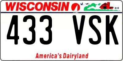 WI license plate 433VSK