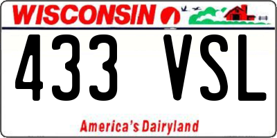 WI license plate 433VSL