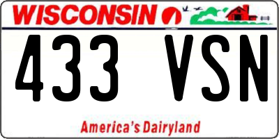 WI license plate 433VSN