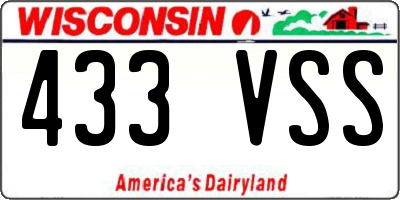 WI license plate 433VSS