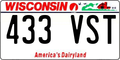 WI license plate 433VST