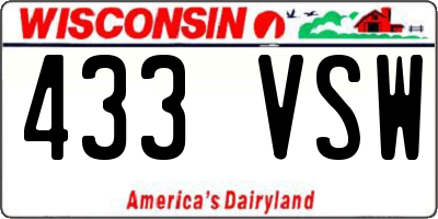WI license plate 433VSW
