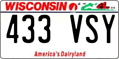 WI license plate 433VSY
