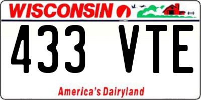 WI license plate 433VTE