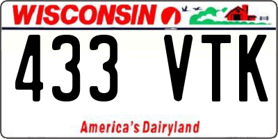 WI license plate 433VTK