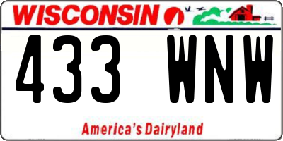 WI license plate 433WNW