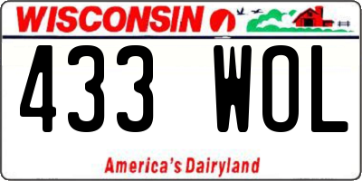 WI license plate 433WOL
