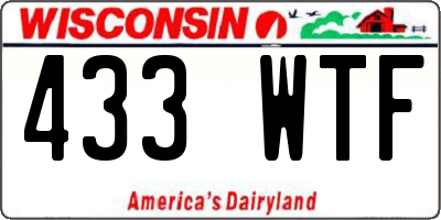 WI license plate 433WTF