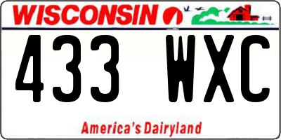 WI license plate 433WXC