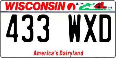 WI license plate 433WXD