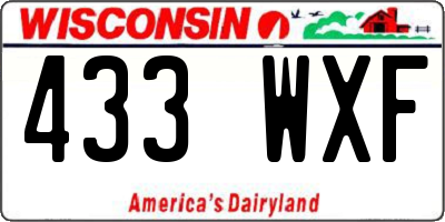 WI license plate 433WXF