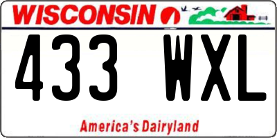 WI license plate 433WXL