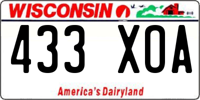 WI license plate 433XOA