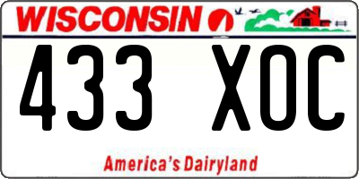 WI license plate 433XOC