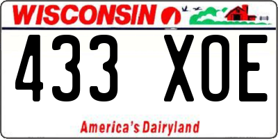 WI license plate 433XOE