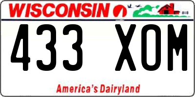 WI license plate 433XOM