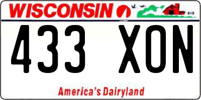 WI license plate 433XON