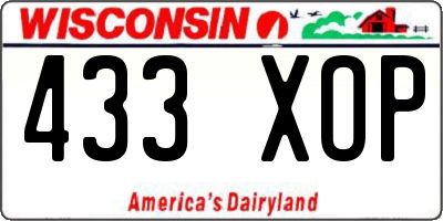 WI license plate 433XOP