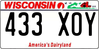 WI license plate 433XOY