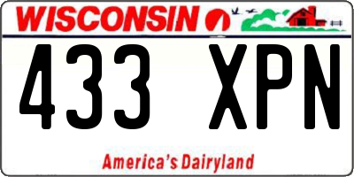 WI license plate 433XPN