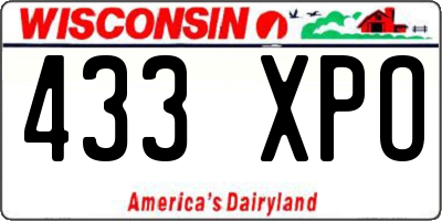 WI license plate 433XPO