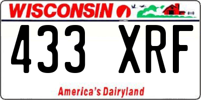 WI license plate 433XRF
