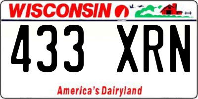 WI license plate 433XRN