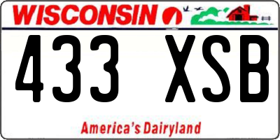 WI license plate 433XSB