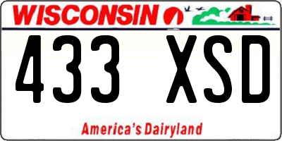 WI license plate 433XSD