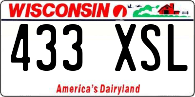 WI license plate 433XSL