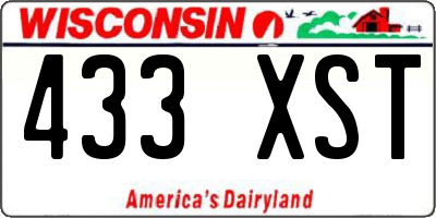 WI license plate 433XST