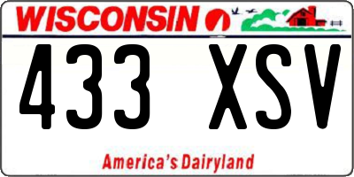 WI license plate 433XSV