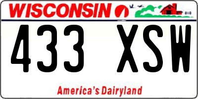 WI license plate 433XSW