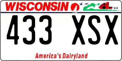 WI license plate 433XSX