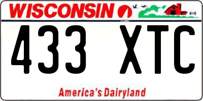 WI license plate 433XTC