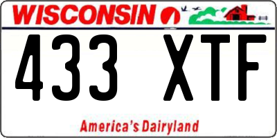 WI license plate 433XTF
