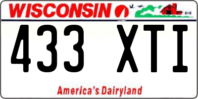WI license plate 433XTI