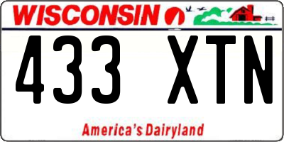 WI license plate 433XTN