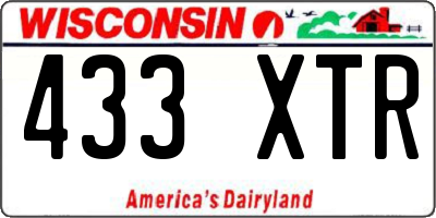WI license plate 433XTR