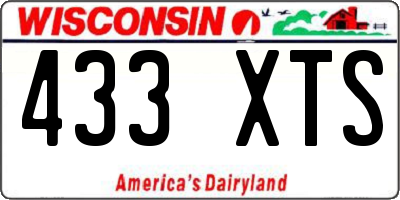 WI license plate 433XTS