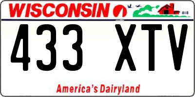 WI license plate 433XTV