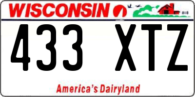 WI license plate 433XTZ