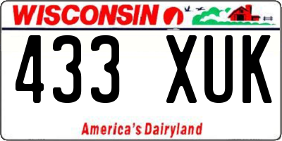 WI license plate 433XUK