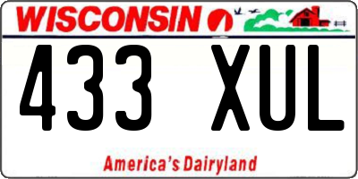 WI license plate 433XUL