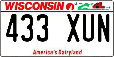 WI license plate 433XUN