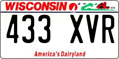 WI license plate 433XVR