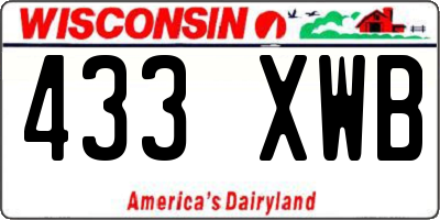 WI license plate 433XWB
