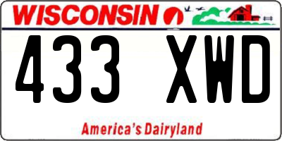 WI license plate 433XWD